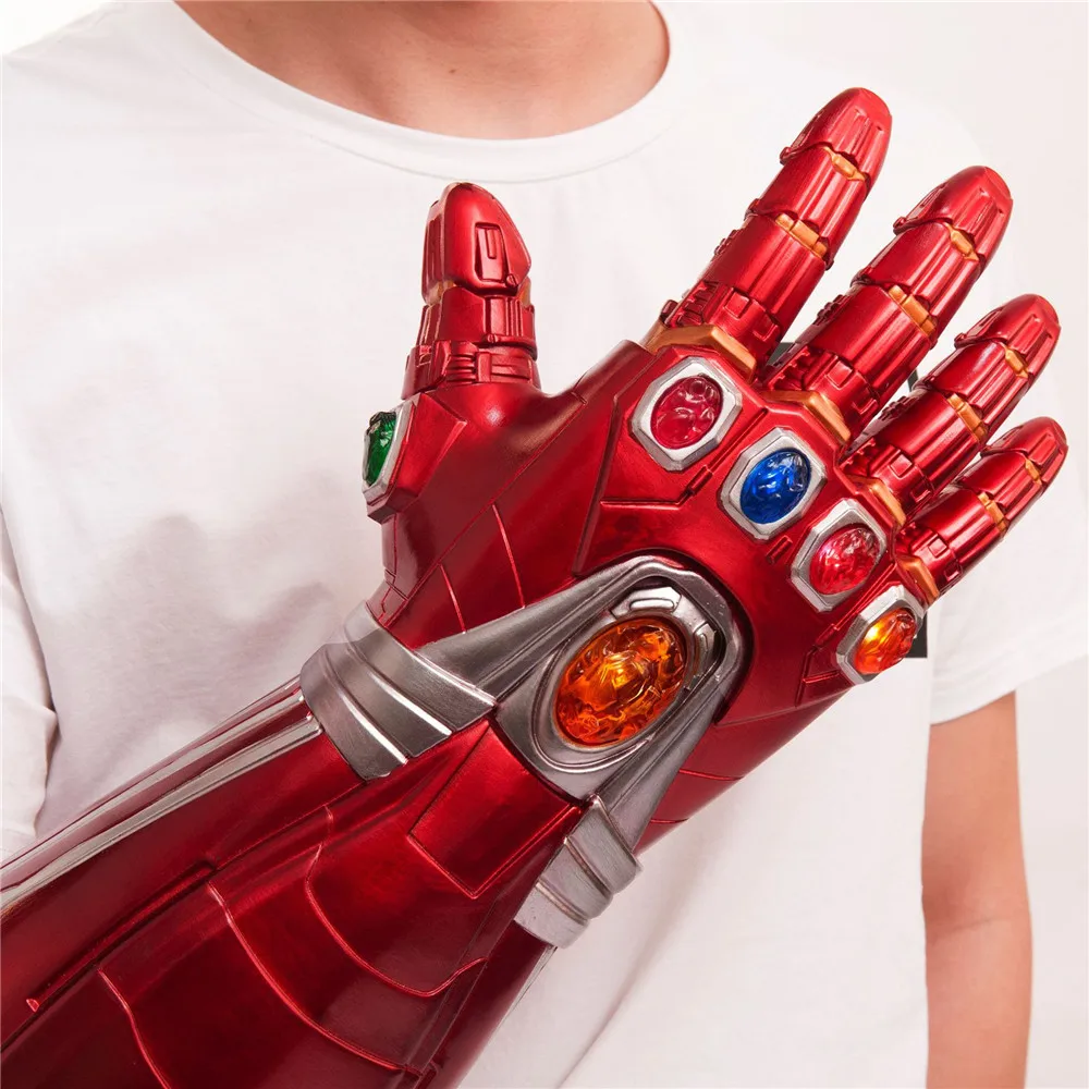 Новинка 1:1 ПВХ светодиодный светильник Мстители Endgame Железный человек Nano Gauntlet Thanos Infinity Gauntlet Armor Tony Stark косплей перчатки реквизит