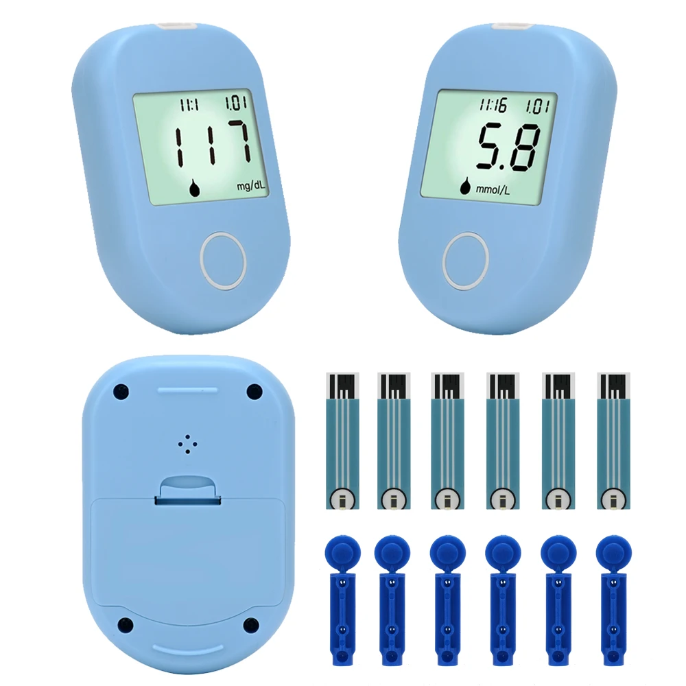Два блока mmol/L и mg/dl измеритель уровня глюкозы в крови и тест-полоски и Ланцеты медицинский измеритель уровня сахара в крови глюкометр диабет 0.6ul без кодирования