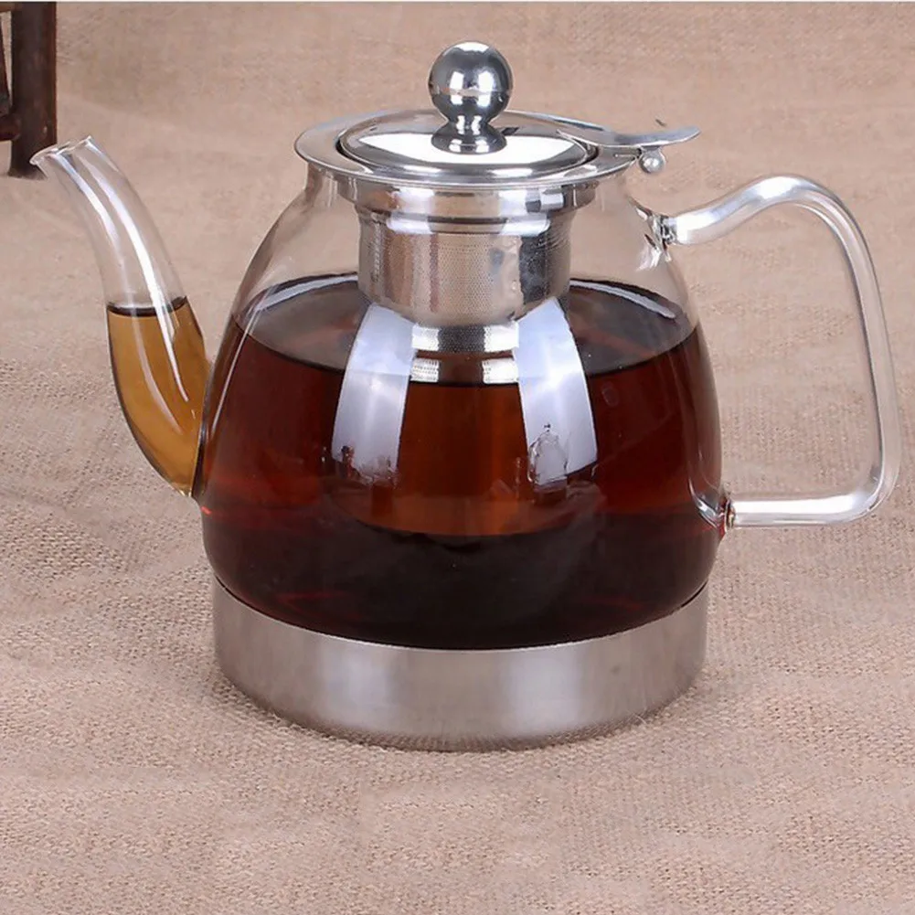 Утепленные Стекло Чай горшок с 304 Нержавеющая сталь Infuser термостойкие с отрывными листами Чай инструмент чайник комплект 800/1200 мл