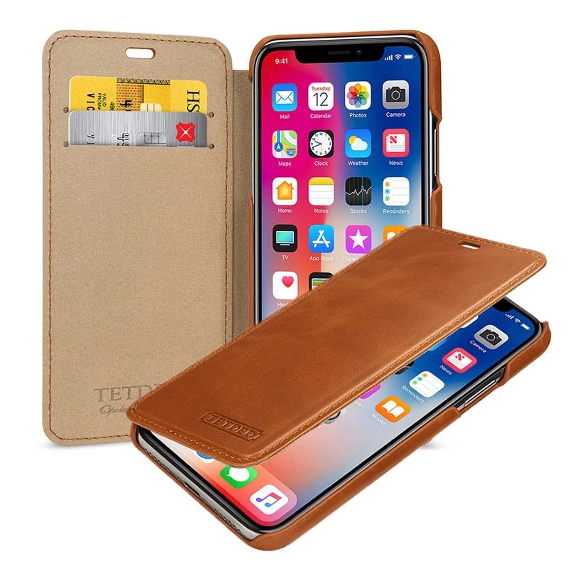

Чехол-кошелек для Apple iPhone X, Роскошный чехол из натуральной коровьей кожи для телефона с держателем для карт, деловые откидные чехлы