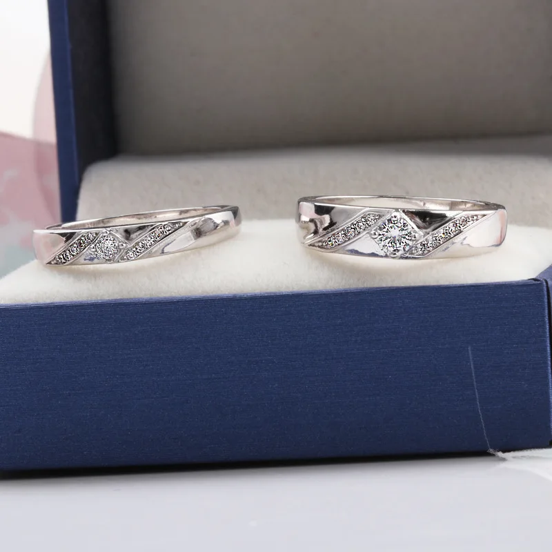 925 стерлингового серебра любовника кольца пара комплектов классическая кубического циркония обручальное кольцо для Для женщин Для мужчин австрийский кристаллы подарок ювелирных изделий