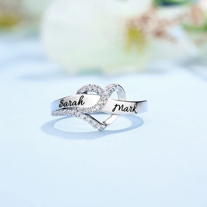 Женское витое кольцо из серебра 925 пробы с гравировкой на заказ | Украшения и