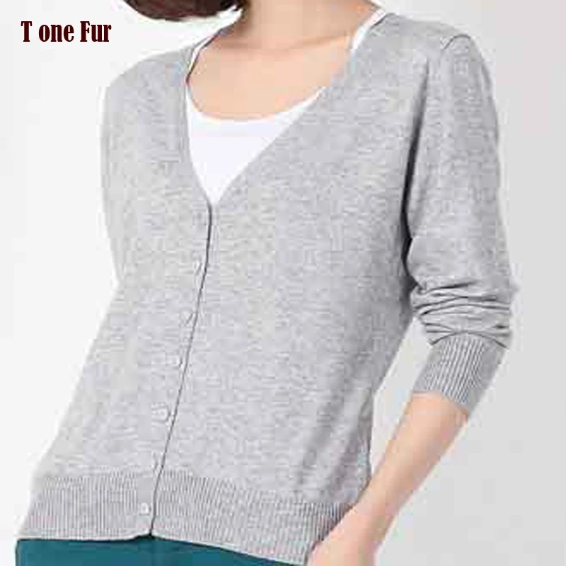 2019 Knitted Button V neck Casual Cardigans Basic Hot Sale Factory Cashmere Blend Sweater Women Fashion KFP608 |