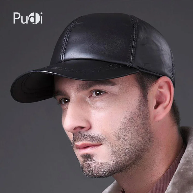 HL008 man Spring Leather Adjustable Solid Deluxe Baseball Ball Cap  brand new men's black  sport golf  trucker hats & caps