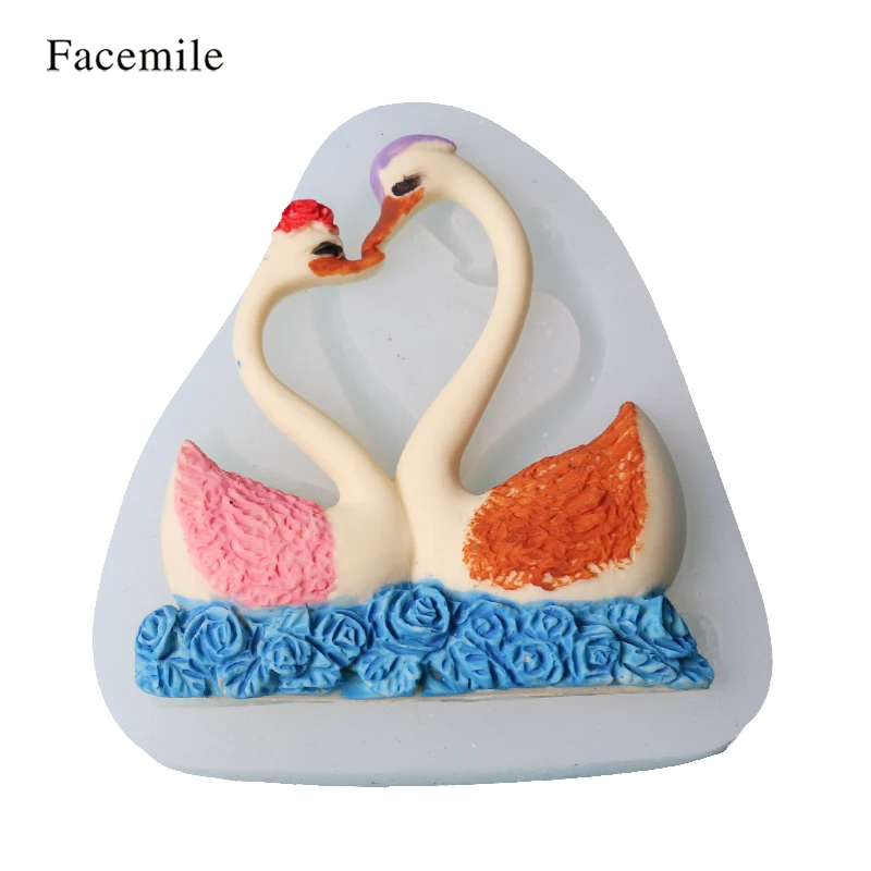 Силиконовая форма в форме двойного лебедя подарок на день Святого Валентина