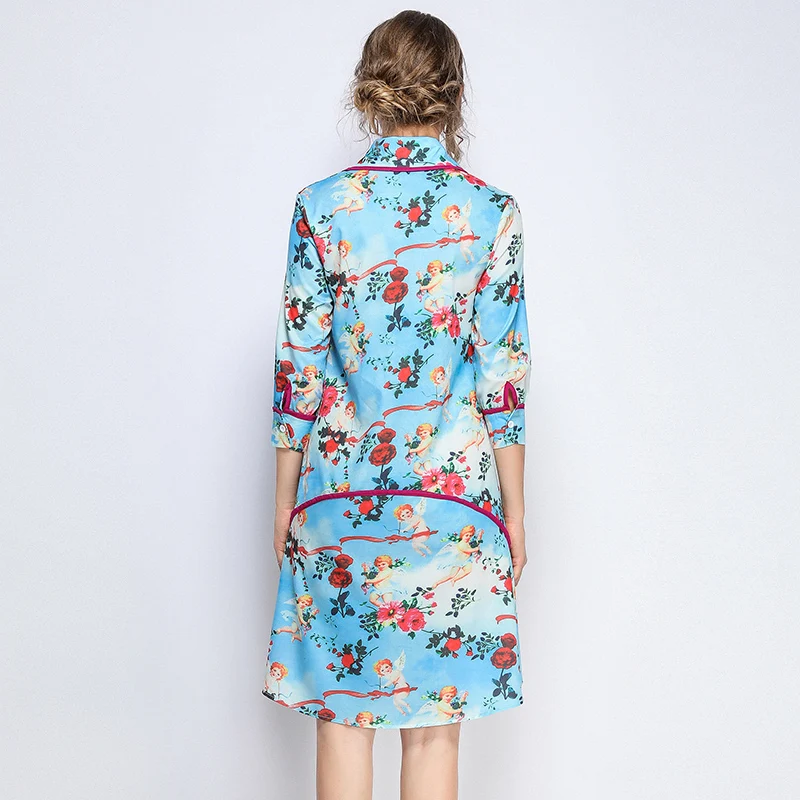 

Fashion runway Women Party Dress Vintage Striped Print Casual summer Dress bow Elegant Midi Dresses