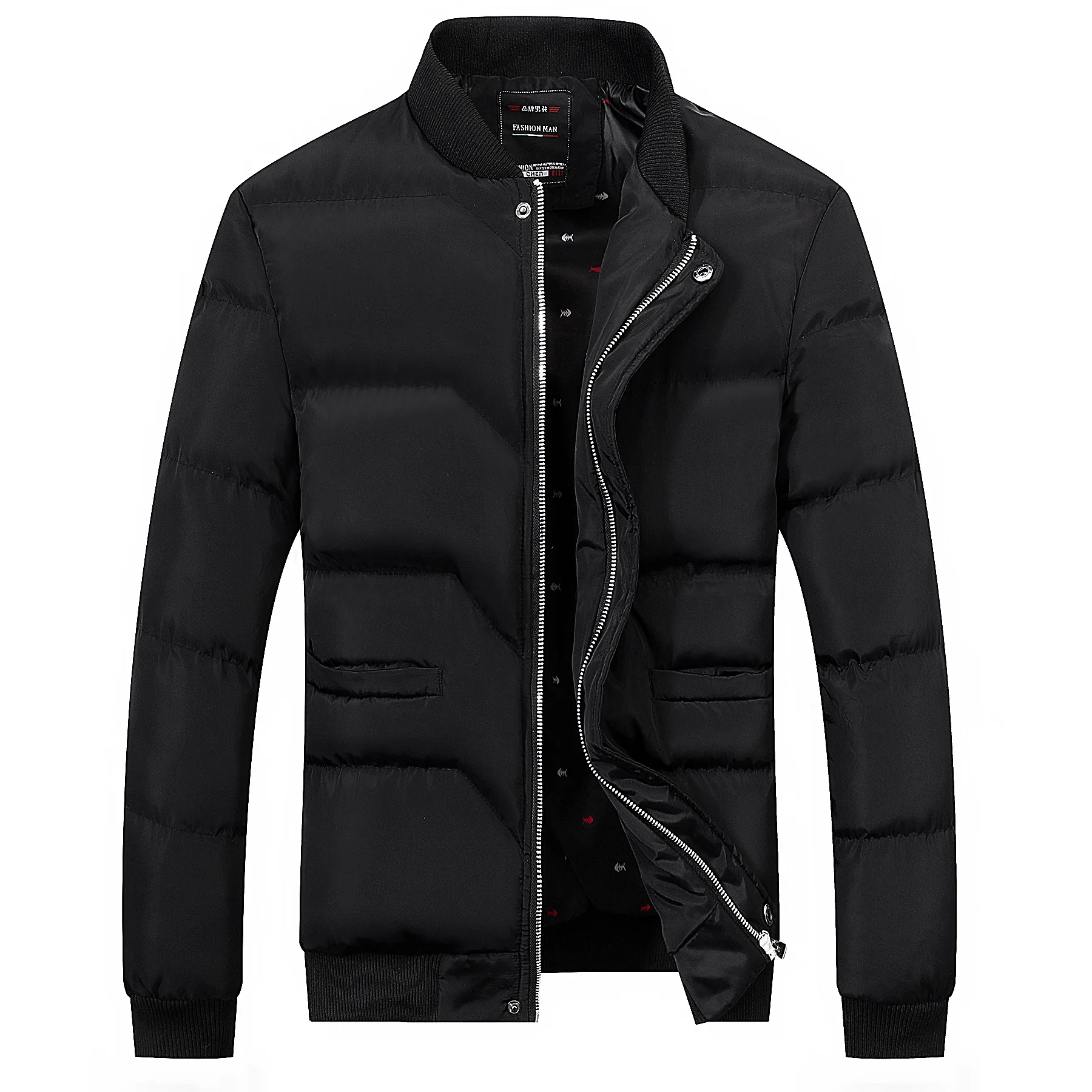 Новинка 2017 года Марка Мода Твердые Цвет хлопковая куртка Повседневное зима