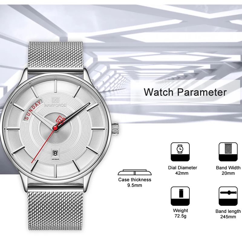 Часы NAVIFORCE спортивные водонепроницаемые ультратонкие кварцевые|Кварцевые