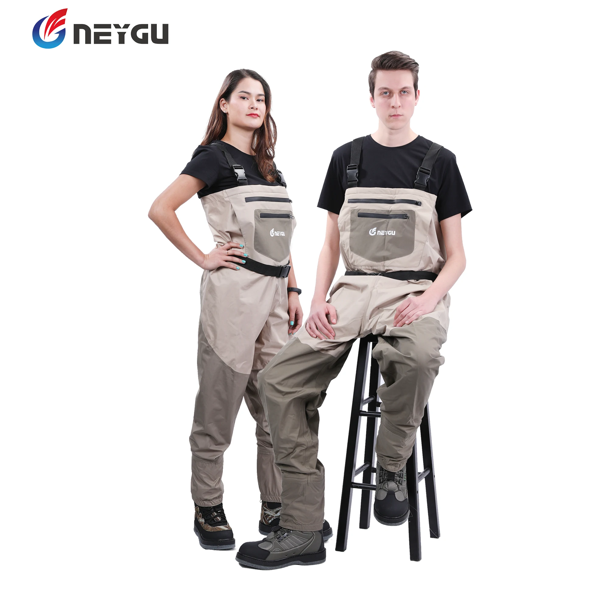 

NEYGU adult waterproof chest paddle dry pants with Hand Warmer Pocket and stockingfoot for canoeing, Flatwater