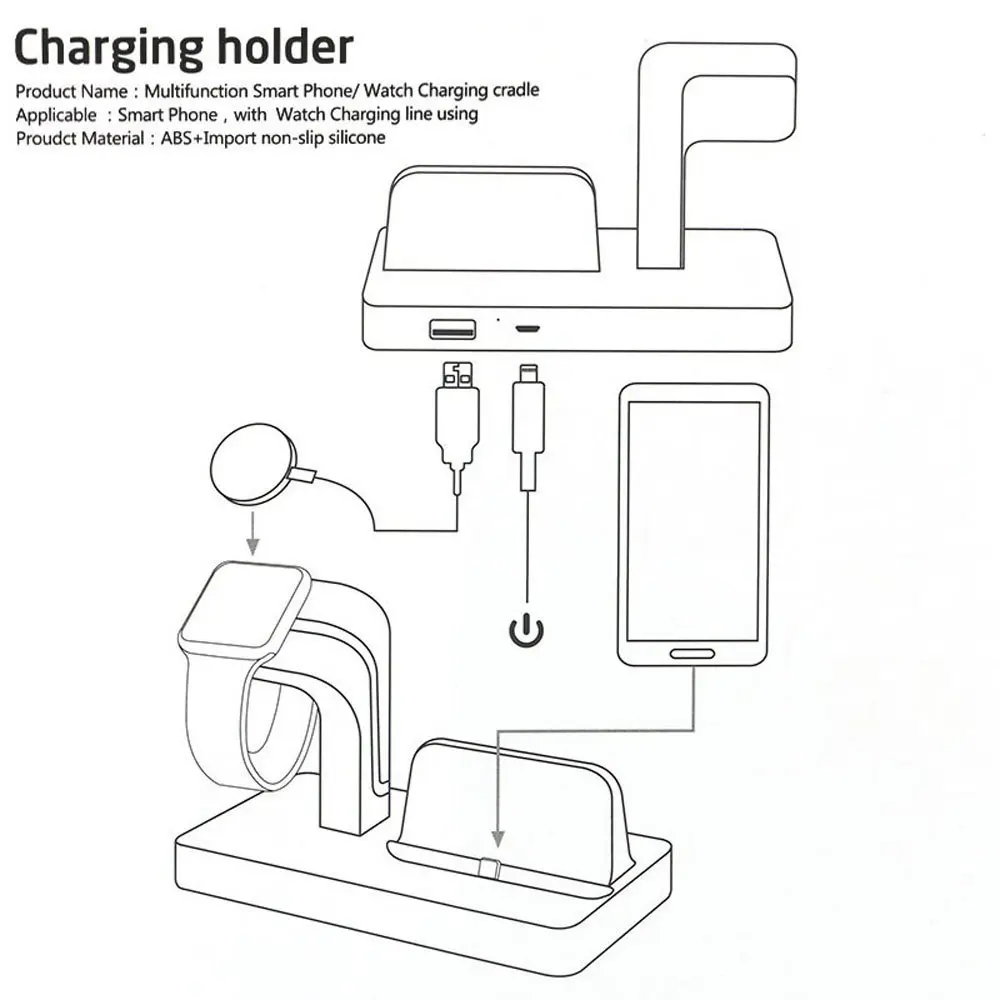 2 in 1 Charging Dock Station Desktop Cradle Phone Stand Holder for iPhone XS MAX XR 8 7 Plus 6S For Apple Watch Charger | Мобильные