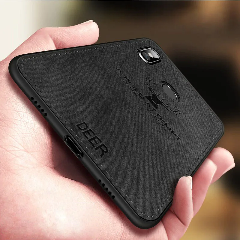 Luxury Cloth Texture 3D Christmas Deer Phone Case For Xiaomi Note 5 Pro Mi8 Vintage Leather Soft TPU Back Cover Redmi MI 8 |