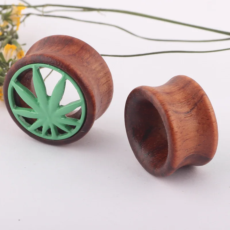 Экспандер для ушей в стиле панк хип хоп рок прозрачный акриловый зеленый лист с