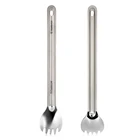 Столовые приборы TOMSHOO из титана с длинной ручкой, портативные столовые приборы с матовой отделкой для пикника и походов