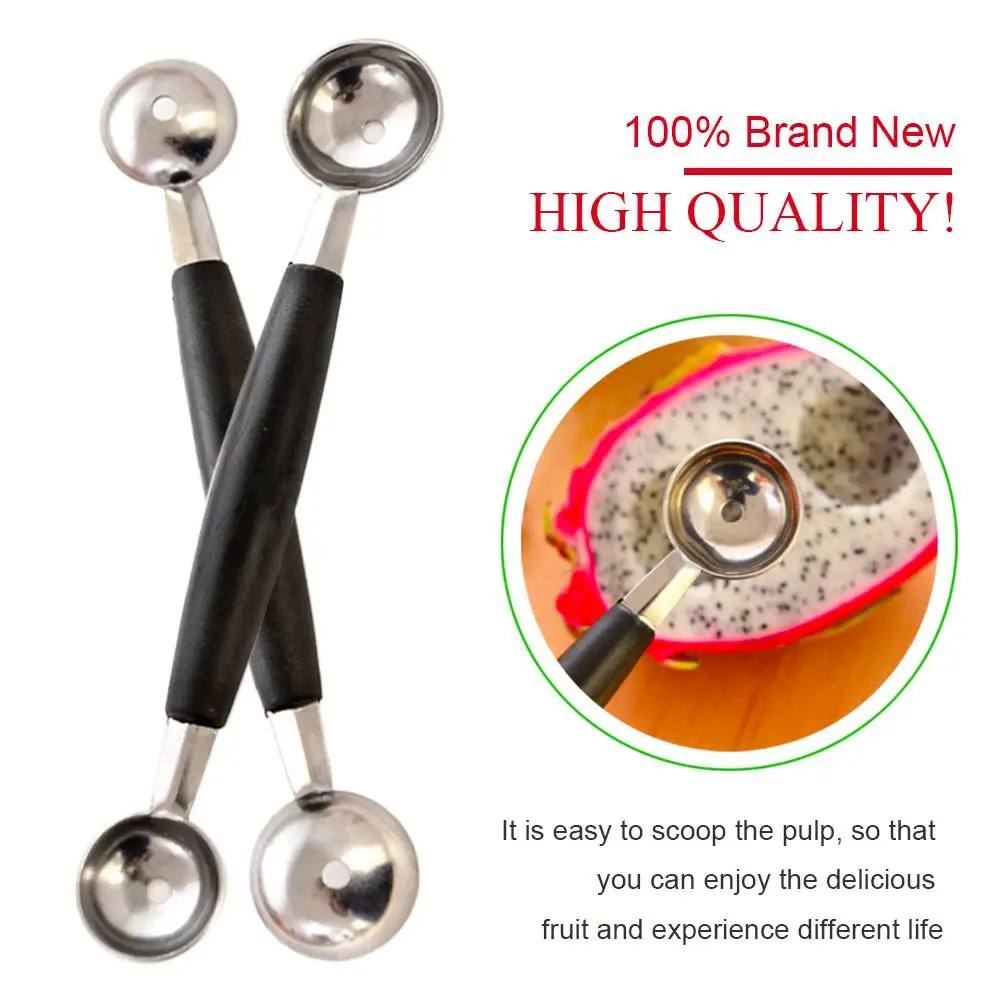 Fruit Dig Spoon Stainless Steel Salad Tool Kitchen Accessories DIY Fruit Set Board Tool Creative Board Gadget Double Head