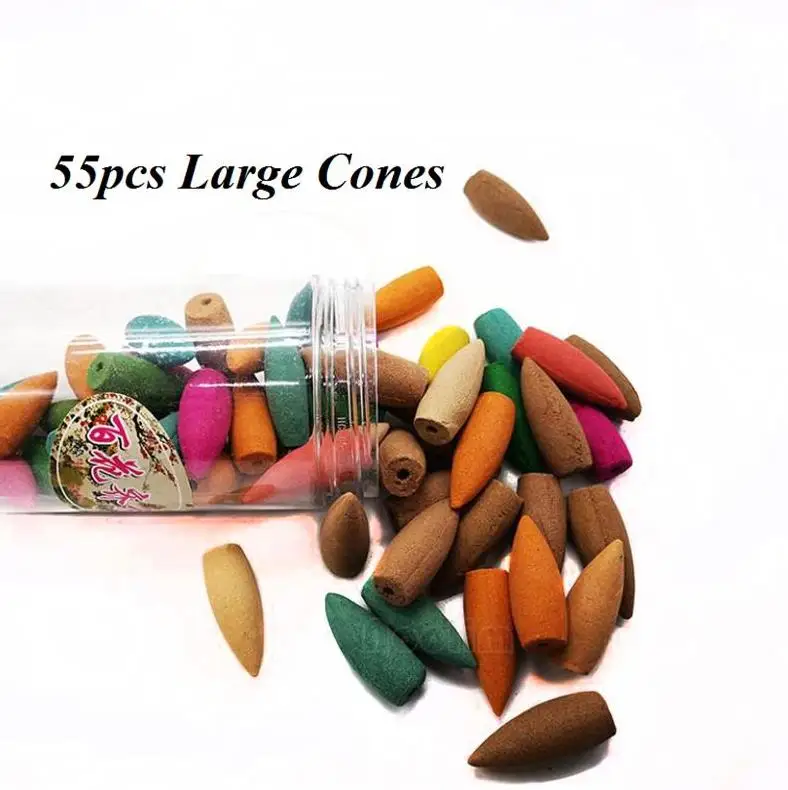 55pcs Large Cones Креативный обратного потока курильница горелка водопад глазурь черная керамическая подставка для ароматических палочек Домашний выбор для дома Чайный домик Йога украшение - Цвет: 55pcs Large Cones