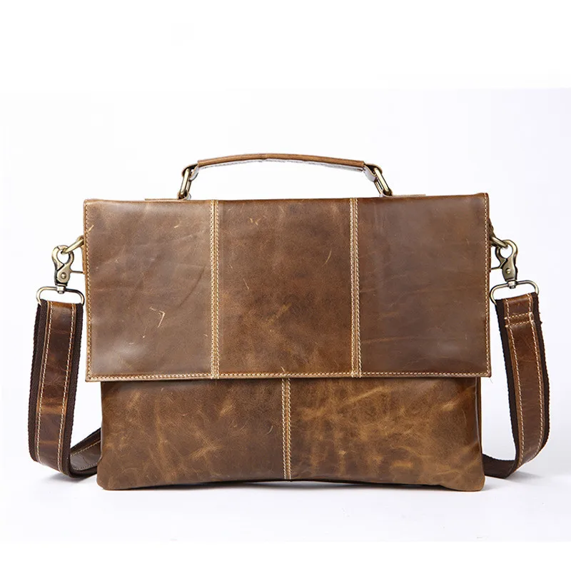 Мужская деловая сумка из натуральной воловьей кожи мягкий портфель для ноутбука