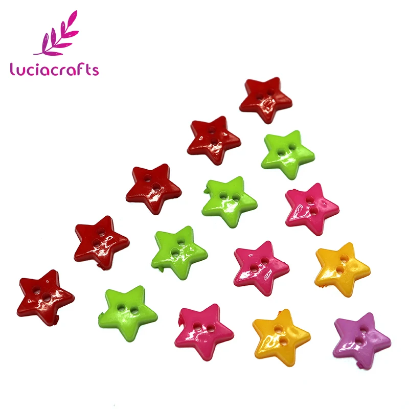 Акриловые пуговицы Lucia crafts E0504 смешанные со звездочками 12 мм 2 отверстия для