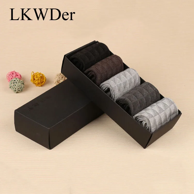 

LKWDer Brand New Men Bamboo Fiber Socks High Quality Casual Breathable Calcetine Sock Men Long Sock Calcetines Hombre 5pairs/box
