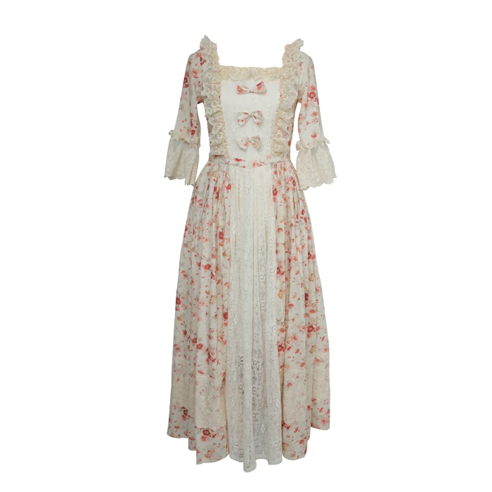 Женское винтажное платье из хлопка и льна LYNETTE'S в стиле пэчворк оригинальный