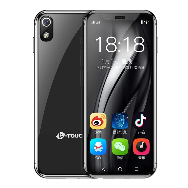 Супер маленький 4G мобильный телефон K-TOUCH I9 Мини экран 16 Гб/32 ГБ/64 ГБ rom маленький Android 8,1 смартфон Face ID gps WIF мобильный телефон - Цвет: Black