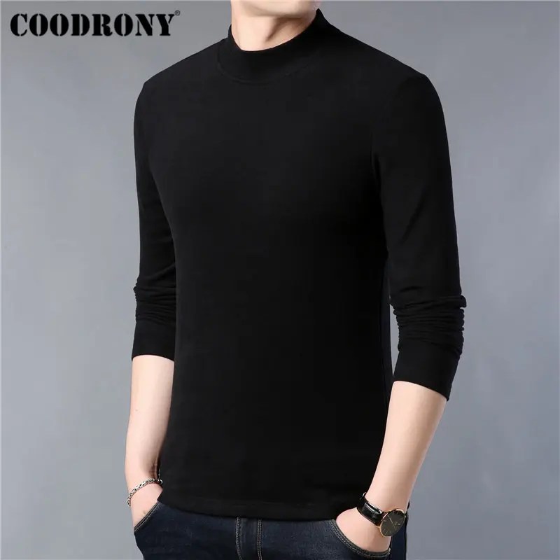 COODRONY мягкий теплый пуловер для мужчин хлопковый свитер зимняя водолазка рубашка