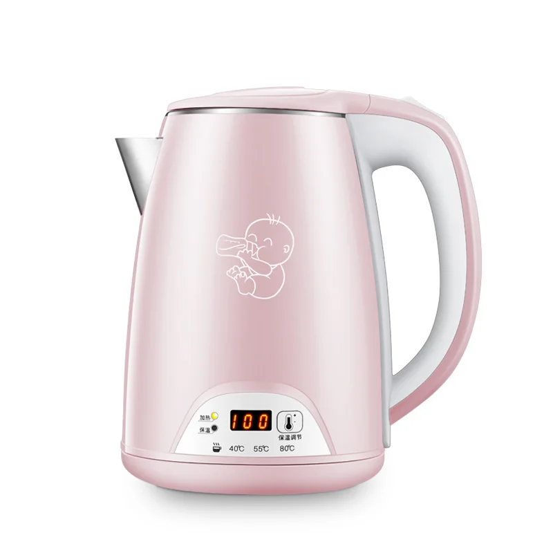 Pink 220V DMWD 1.2L 3 Шестерни постоянного Температура Электрический чайник 220V Нержавеющая сталь молока и термометром водонагревателя бойлер газовый котел водонагреватель 1500W - Цвет: Pink 220V