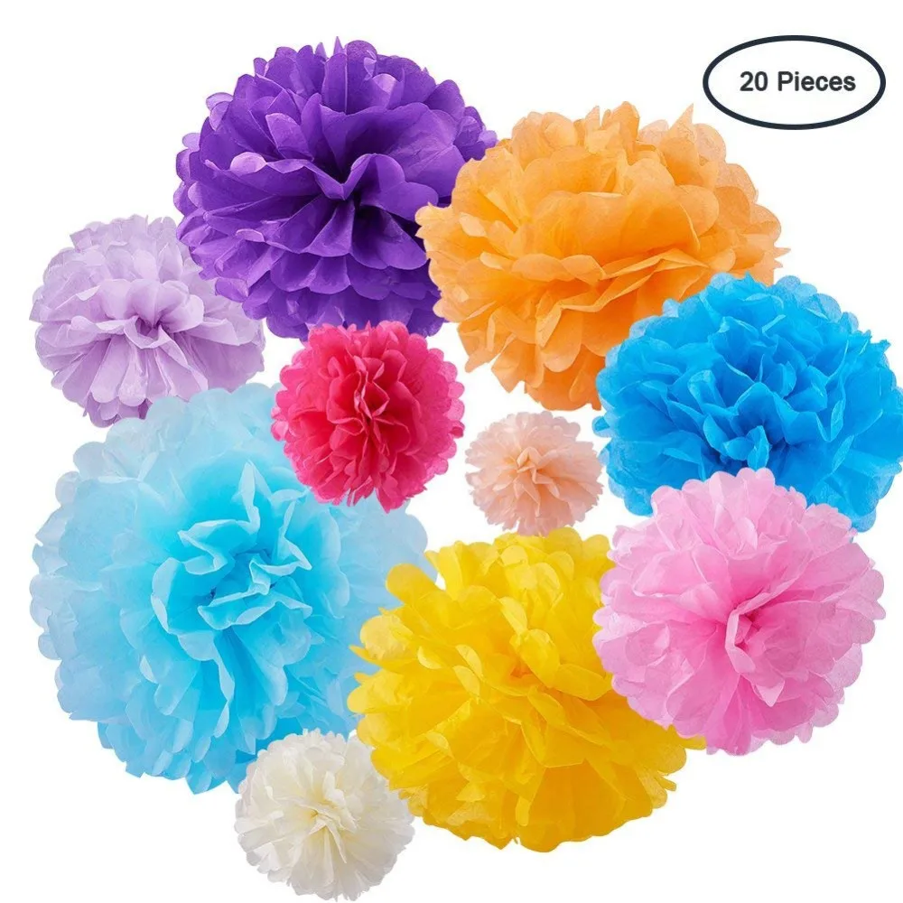20 шт папиросная бумага Pom Poms бумажные цветы красочные идеально подходят для