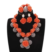 dudo jewelry african balls orange coral flower beads nigerian wedding dubai necklace jewelry set free shipping 2019 new