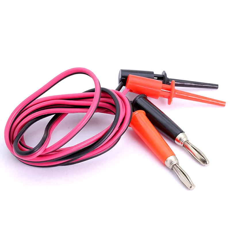 1pc 4mm Banana plug cable to Dual Big Hook Clip Test Probe Cable Leads Alligator clip black&red 1 meter long