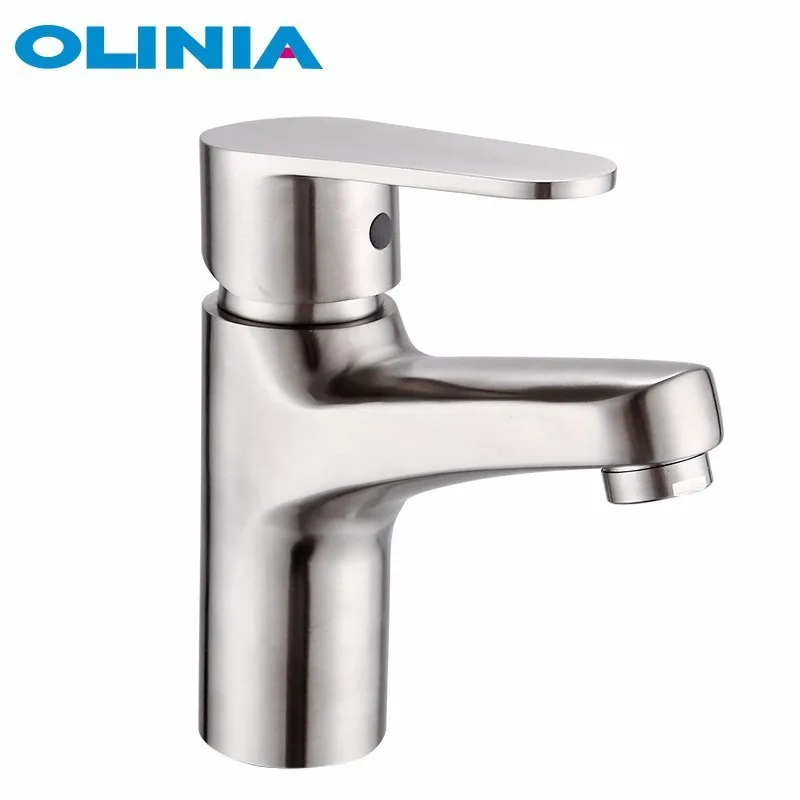 304 Stainless Steel Olinia 1,6 кг смеситель для раковины из 304 нержавеющей стали ручной работы матовый бесшовный кран для ванной комнаты Смеситель для горячей и холодной воды OL98801D - Цвет: 304 Stainless Steel