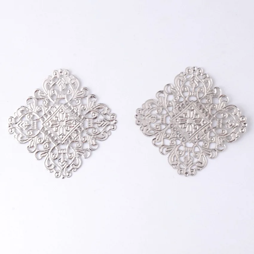 Free shipping-50Pcs Filigree Square Wraps Connectors Metal Crafts Gift Decoration DIY Findings 40x40mm | Украшения и аксессуары