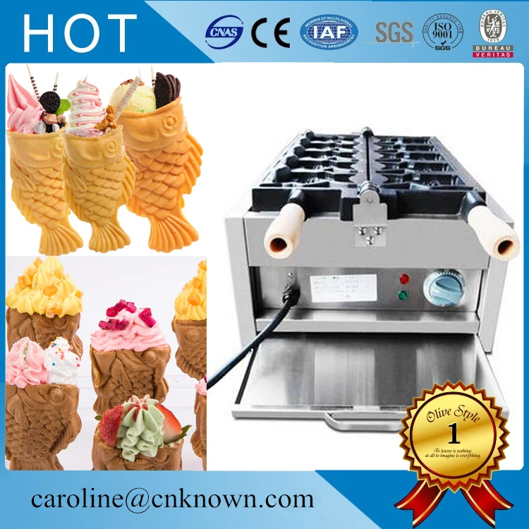 

2017 New mini big fish mouth ice cream taiyaki machine waffle cone maker