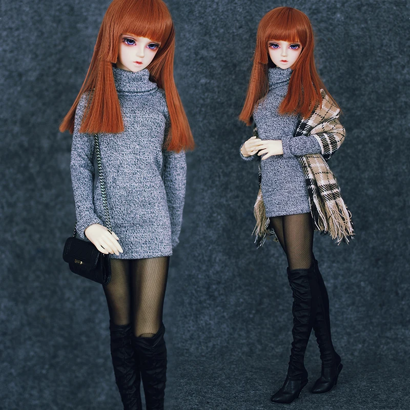 Теплое платье свитер с высоким воротником для BJD 1/4 MSD 1/3 SD10 SD13 SD16 Одежда кукол