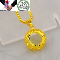 omhxzj wholesale european fashion woman man party wedding gift hollow round 24kt yellow gold necklace pendant charm ca273
