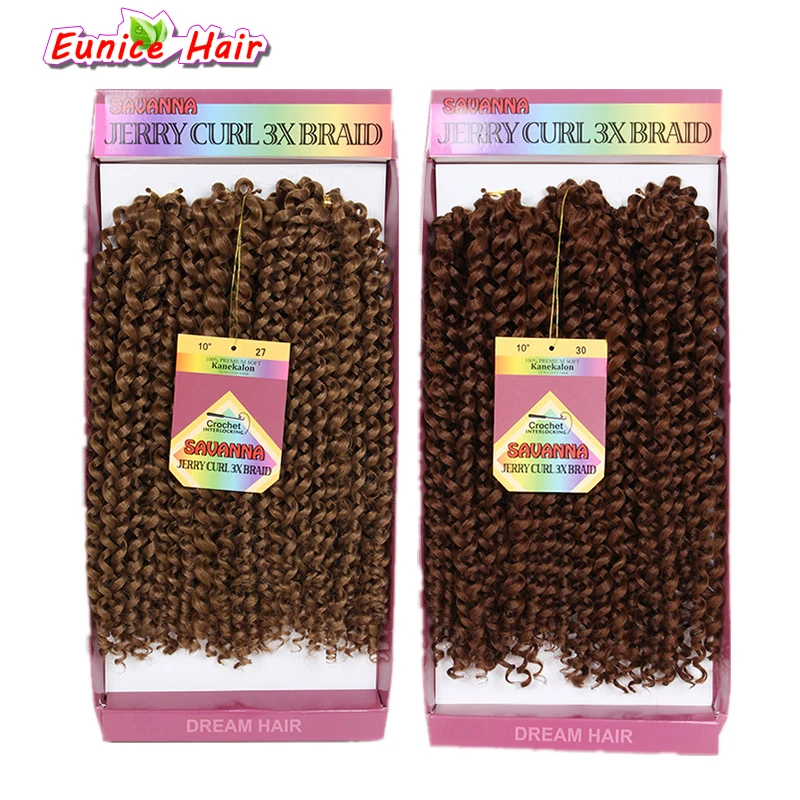 Короткие вьющиеся 10-дюймовые Омбре косички кроше удлинители волос 3 шт./лот