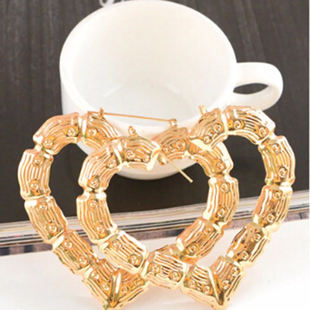 Серьги кольца в форме сердца большие круглые серьги золотого цвета для женщин