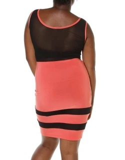 Women Summer Sexy Sheath Mini Dress For fuller figures Tank Sleeveles Patchwork Mesh Orange Party Dresses Vestidos 2XL | Женская одежда