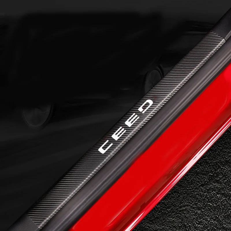 Автомобильные аксессуары для Kia Ceed Накладка на порог двери порога Накладка из углеродного волокна из искусственной кожи 4 шт