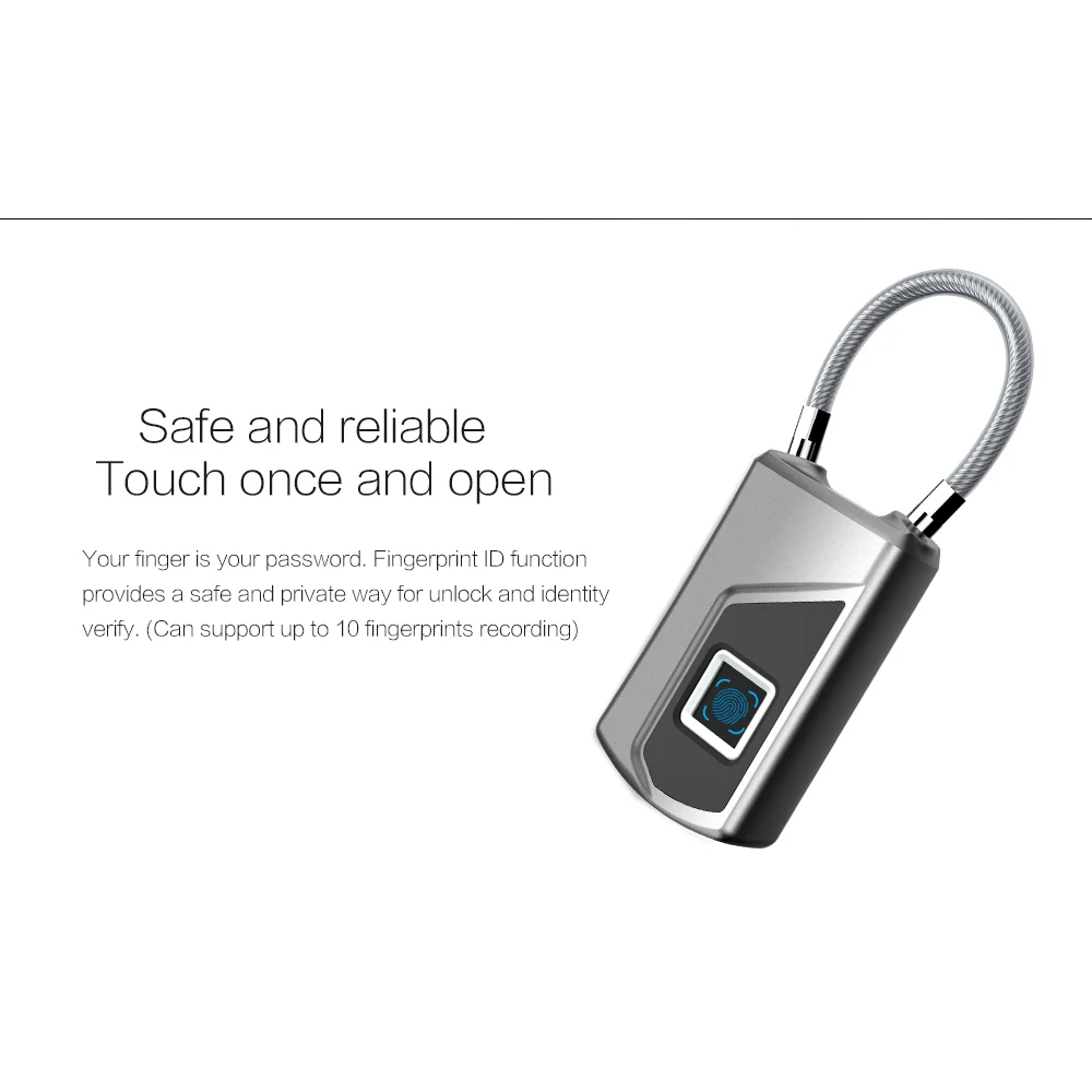 Podofo IP65 USB Перезаряжаемый Умный Замок без ключа с отпечатком пальца, водонепроницаемый Противоугонный замок из сплава, защитный замок для двери, Чехол для багажа