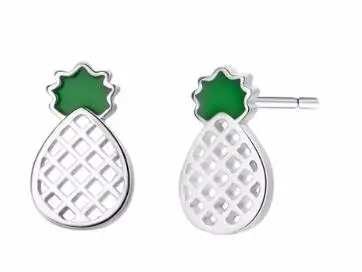 pineapple fruit Милые женские серьги, корейские детские ювелирные изделия в виде симпатичных животных, птиц, hello kitty, кота, кролика, пчелы, серьги-гвоздики в форме вишни, подарок - Окраска металла: pineapple fruit