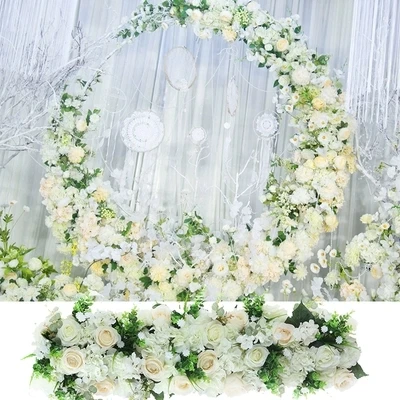 

Romantic White artificial flower arrangement wedding decoration party props wedding stage arches fake flower row arrangement