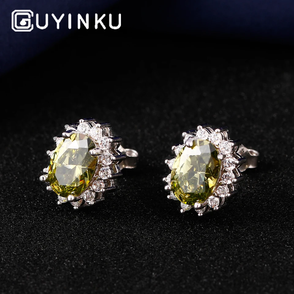 Женские классические серьги гвоздики GUYINKU Настоящее серебро 925 пробы подарок на