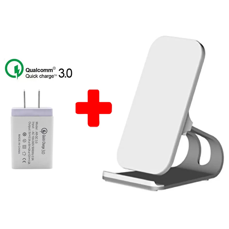 White With US Plug Qi Беспроводное зарядное устройство Подставка 10 Вт Быстрая зарядка беспроводное зарядное устройство для телефона индукция для iPhone XS Max XR X 8 samsung S8 S9 Plus - Тип штекера: White With US Plug
