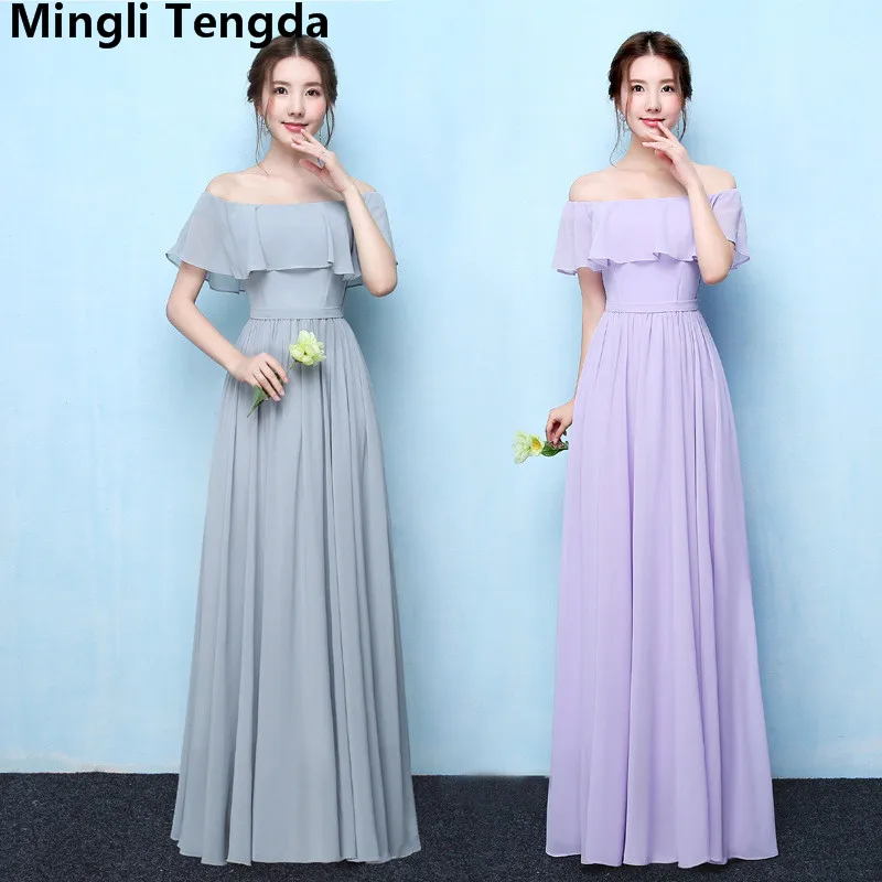 Mingli Tengda популярный шифоновый вырез лодочкой платье для подружки невесты с