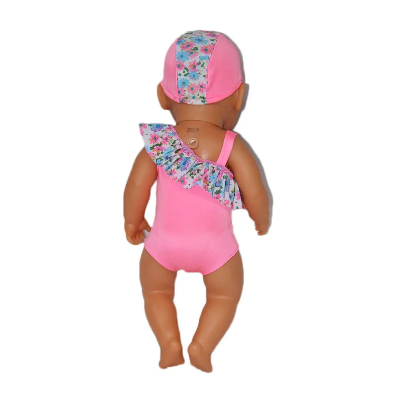 ZXZ3pcs милый розовый купальник + Одежда заплыва Кепки для 43 см новорожденного