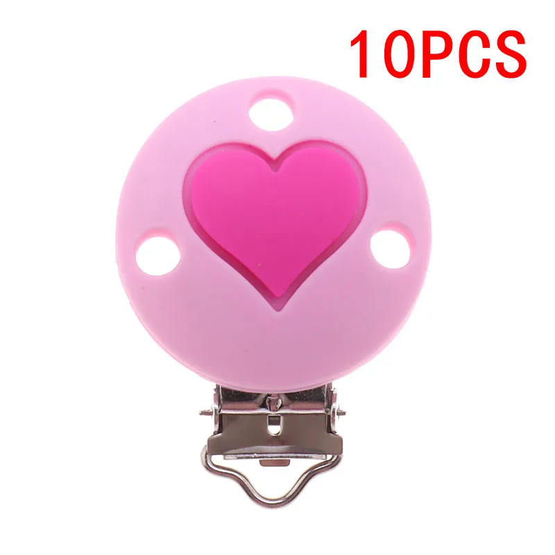 H-Pale Pink-Violet 10 шт. Силиконовый круглый зубопрорезыватель с короной в форме звезды без бисфенола, держатель на цепочке для соски, Прорезыватель для зубов, жевательные украшения для кормления - Цвет: H-Pale Pink-Violet