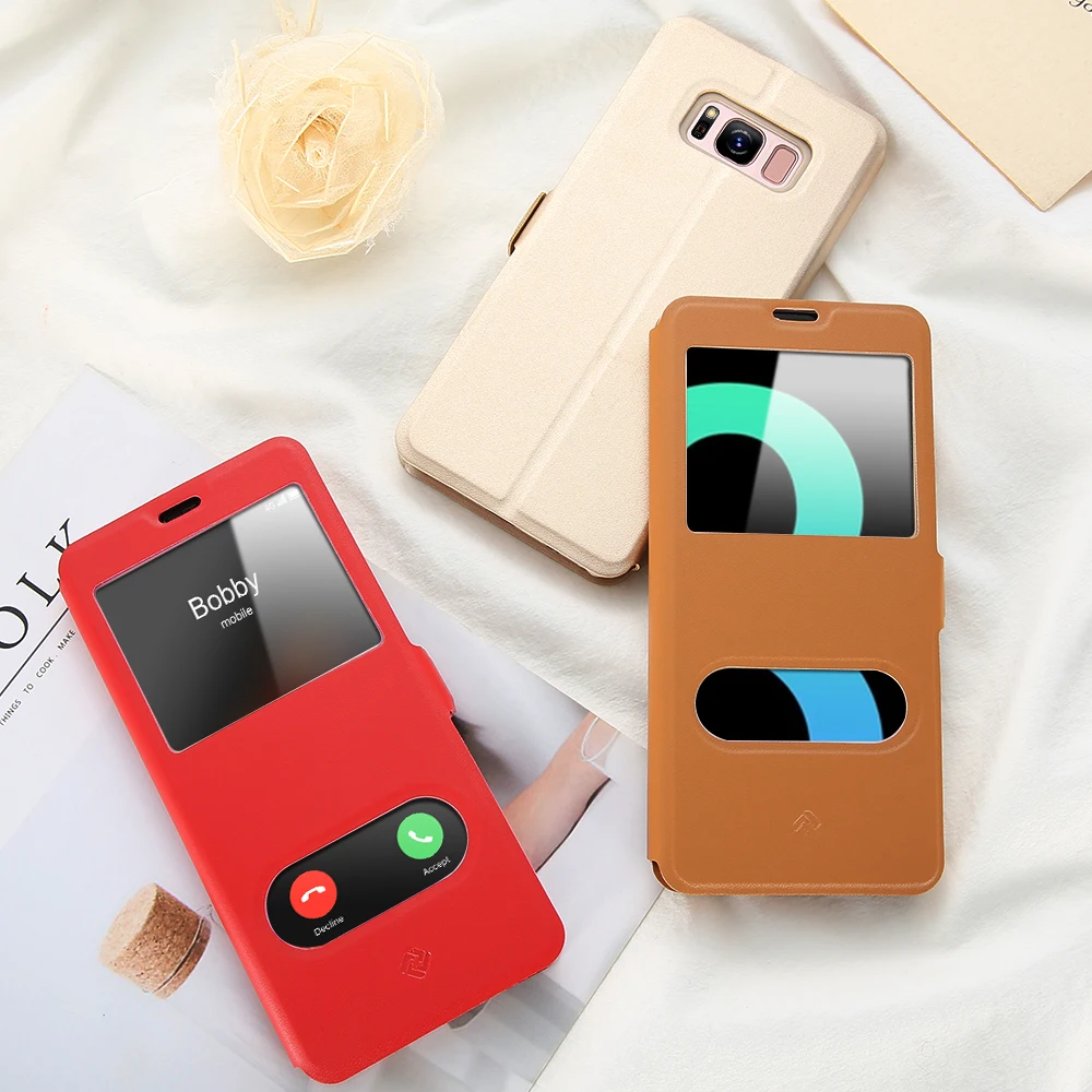 Kisscase флип чехлы для телефонов Samsung Galaxy S8 S7 S6 Edge S5 S4 S3 PU чехол с пряжкой на окно A3 J5 J7