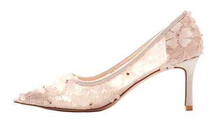 7cm heel Pink A Новинка; белые туфли для невесты; красивые свадебные модельные туфли-лодочки с острым носком на среднем каблуке 5 см и 7 см; женская обувь из сетчатого материала - Цвет: 7cm heel Pink A
