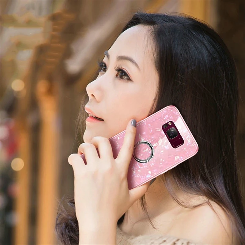 For Samsung Galaxy S8 S9 S10 Plus Note 8 9 Marble Pattern Tempered Glass Phone Case S10e Lite Cover Funda | Мобильные телефоны и