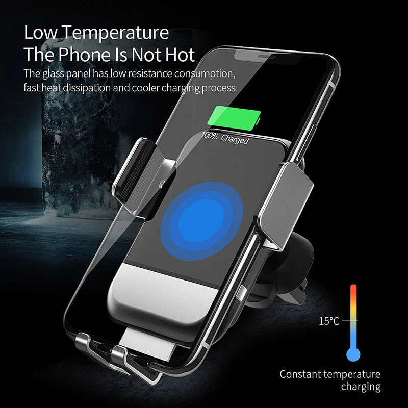 

Fast Wirless Charger Car Phone Holder For iPhone 8P X XR Samsung S7 S8 Mount With Automatic induction Smart Mobile Phone Stand